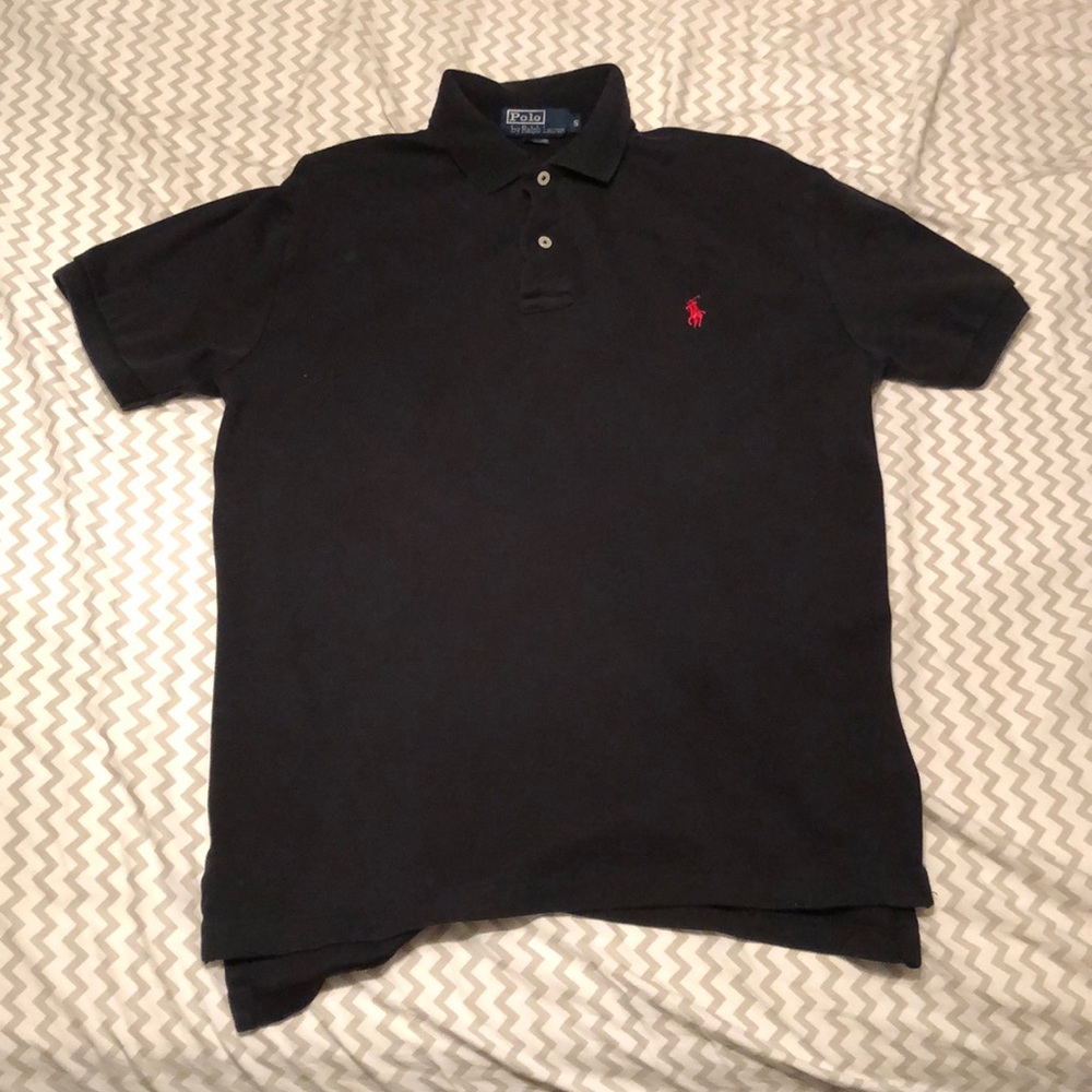 Black polo dress shirt